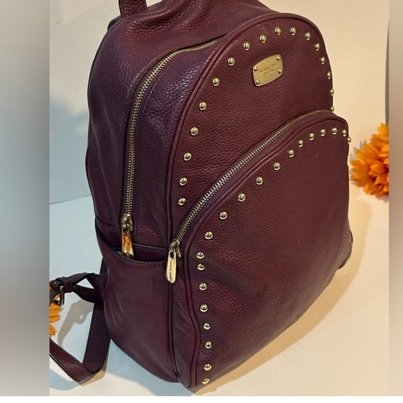 Michael Kors Burgundy Leather Studded Backpack Medium Travel School Designer Bag main image 5